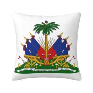 Square Throw Pillow Covers for Coat of Arms of Haiti National Emblem Pillowcase for Haitian Couch Sofa Bedroom