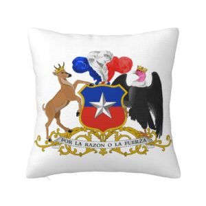 Square Throw Pillow Covers for Coat of Arms of Chile National Emblem Pillowcase for Chilean Couch Sofa Bedroom