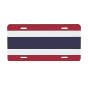Tablica rejestracyjna z flagą Tajlandii, dekoracyjna tablica rejestracyjna z przodu i z tyłu, metalowa, aluminiowa, 6x12 cali, 4 otwory