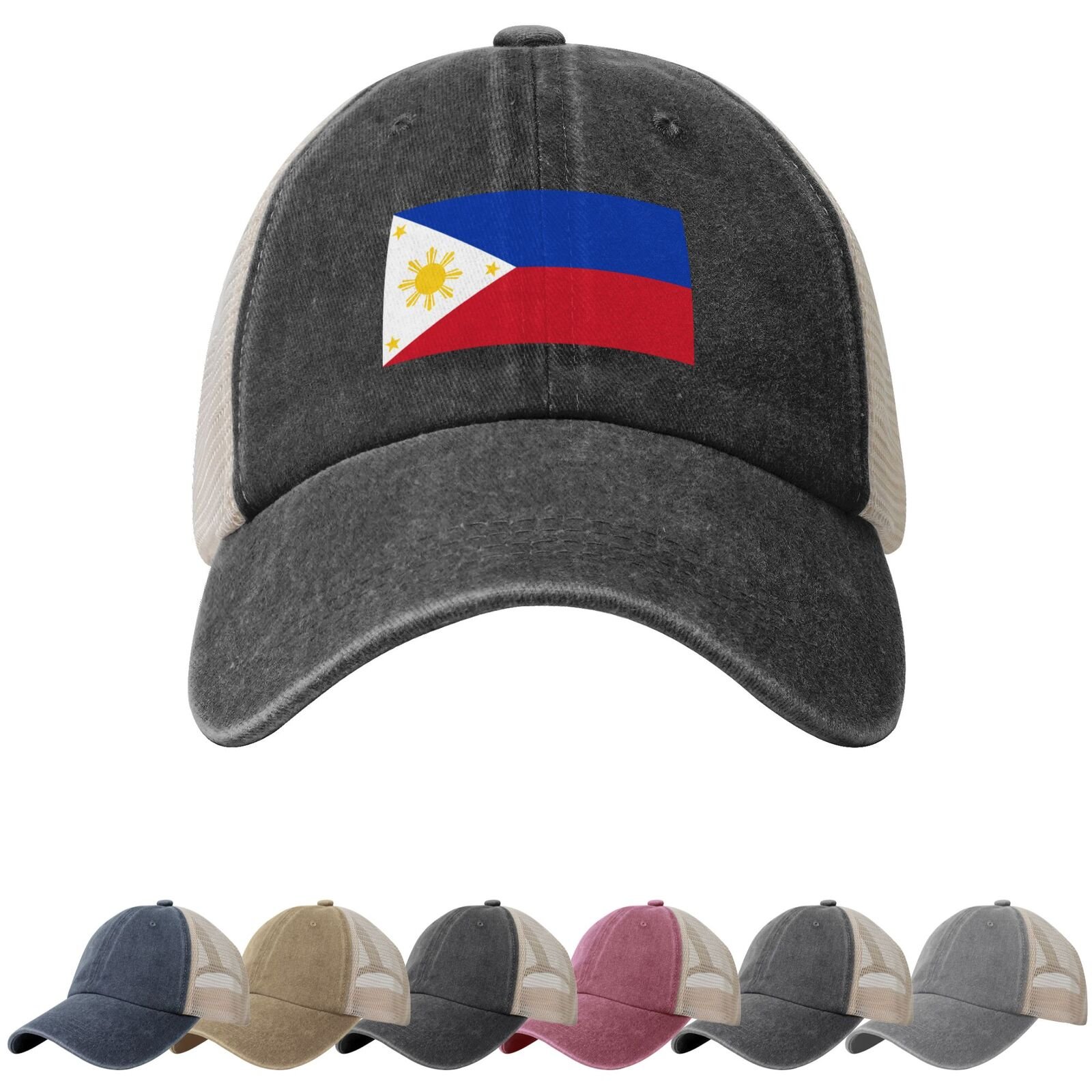Philippines Flag Sun Hats for Men Women Flag of Philippines Cowboy Mesh Baseball Cap Filipino Trucker Hat