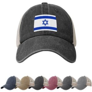Israel Flag Sun Hats for Men Women Flag of Israel Cowboy Mesh Baseball Cap Israelis Trucker Hat