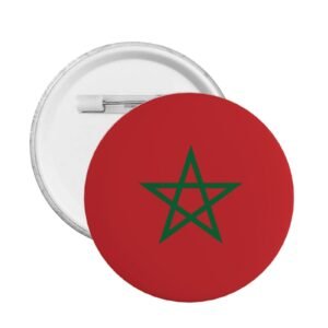 5 stuks ronde badges van (Marokko) met standaard en speldhouder, Marokkaanse decoratieve vlag