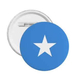 5 stuks ronde badges van Somalië met standaard en speld, Somalische decoratieve vlag
