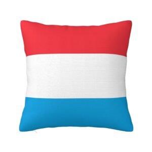 Square Throw Pillow Covers for (Luxembourg) Flag Pillowcase for Luxembourgian Couch Sofa Bedroom