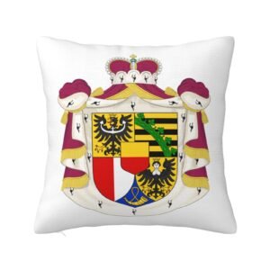 Square Throw Pillow Covers for Coat of Arms of Liechtenstein National Emblem Pillowcase for Liechtenstein Couch Sofa Bedroom