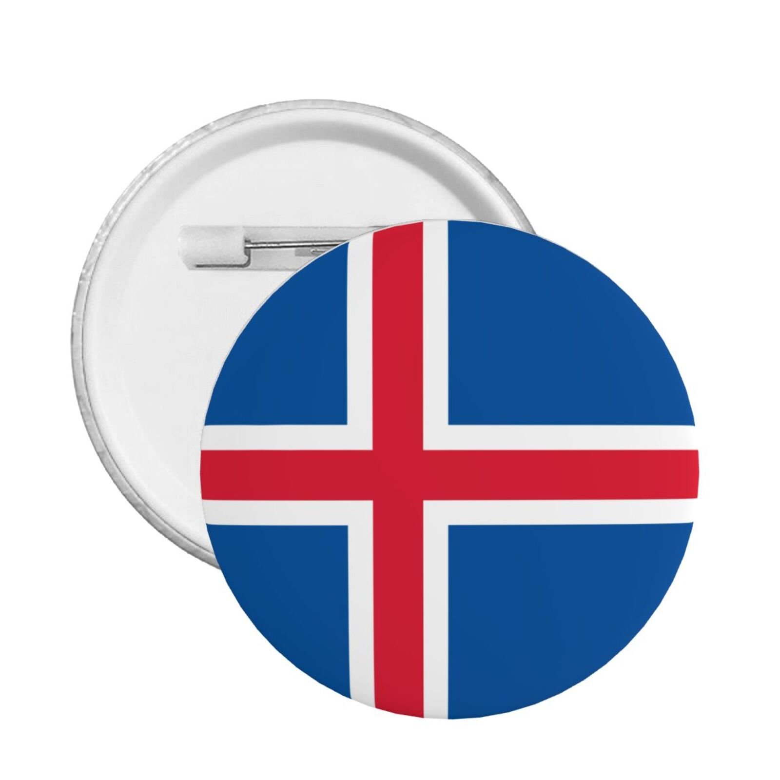 5 szt. okrągłych odznak "Wspieram Islandię" z przypinką "I Stoję" z Islandią i flagą Islandii