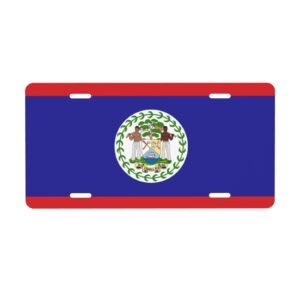 Belize Flag License Plate Belizean Decorative Car Plate Front Back Cover Metal Aluminum 6x12 Inch 4 Holes