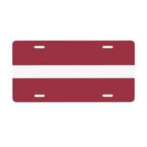 Targa con bandiera lettone, targa decorativa lettone per auto, copertura anteriore e posteriore in metallo, alluminio, 6x12 pollici, 4 fori