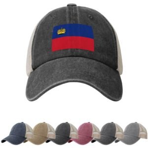 Liechtenstein Flag Sun Hats for Men Women Flag of Liechtenstein Cowboy Mesh Baseball Cap Liechtenstein Trucker Hat