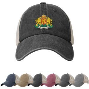 Coat of Arms of Bulgaria Sun Hats for Men Women Bulgaria Emblem Cowboy Mesh Baseball Cap Bulgarian Trucker Hat