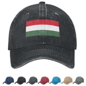 Flag of Hungary Denim Baseball Cap Hungarian Flag Unisex Vintage Adjustable Outdoor Trucker Hat Black