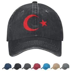 Coat of arms of Turkey Denim Baseball Cap Turks Casual Unisex Vintage Adjustable Flag Trucker Hat Black