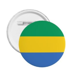 5 szt. okrągłych odznak Gabonu ze stojakiem i przypinką Gabonu, flaga Gabonu