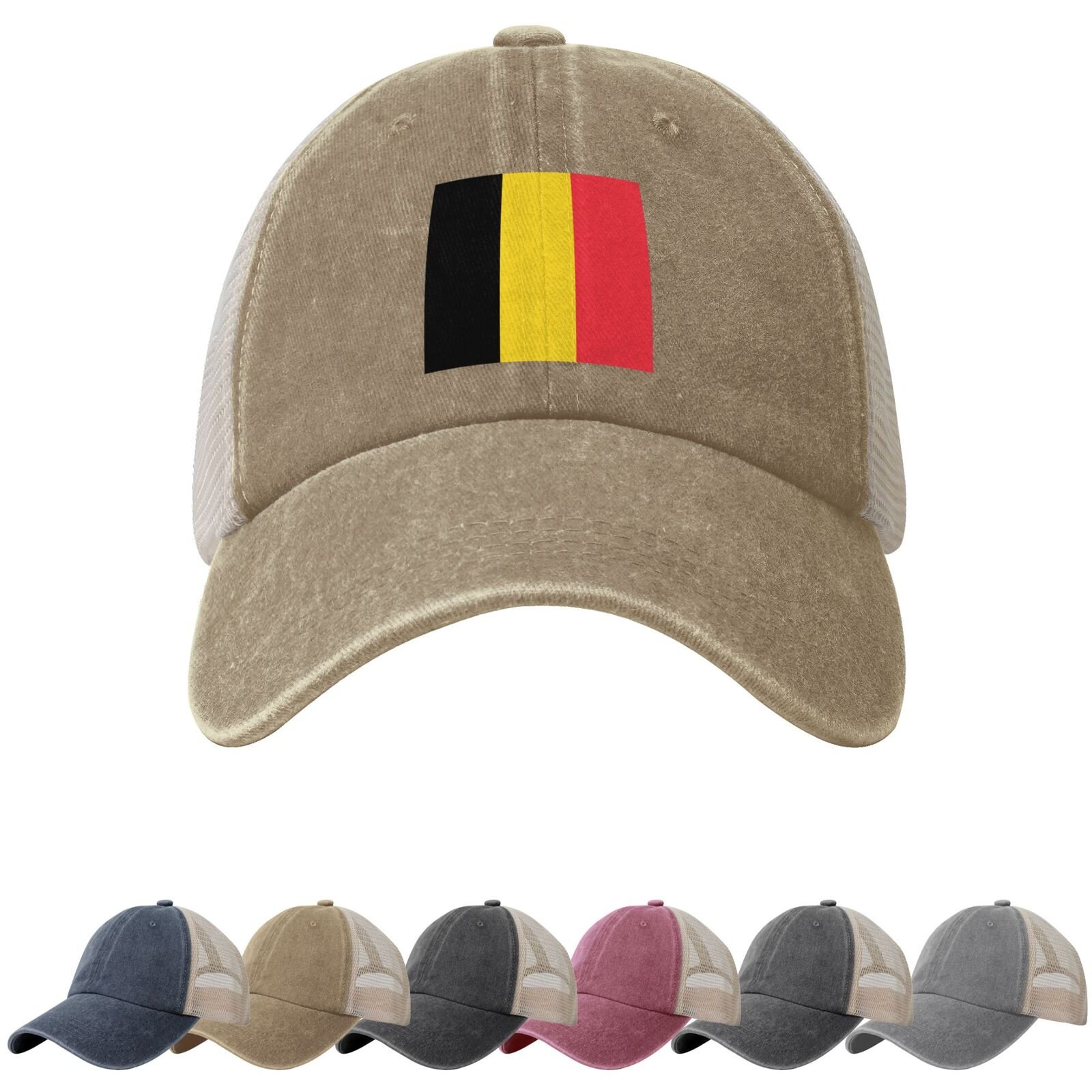 Belgian Flag Sun Hats for Men Women Flag of Belgian Cowboy Mesh Baseball Cap Belgium Trucker Hat - Image 5