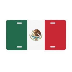 Mexico Flag License Plate Mexican Decorative Car Plate Front Back Cover Metal Aluminum 6x12 Inch 4 Holes