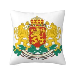 Square Throw Pillow Covers for Coat of Arms of (Bulgaria) National Emblem Pillowcase for Bulgarian Couch Sofa Bedroom