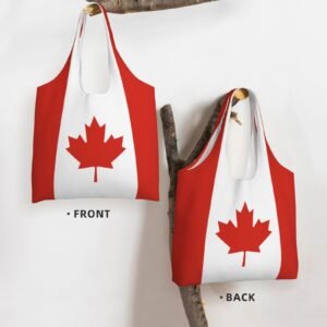 Canada Canvas Tote Bags For Women Men Reusable Shopping Grocery Canadians National Flag Bag