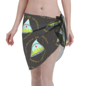 Women Short Sarongs Beach Wrap Nicaragua Emblem for Nicaraguan Swimsuit Short Skirt Chiffon Scarf