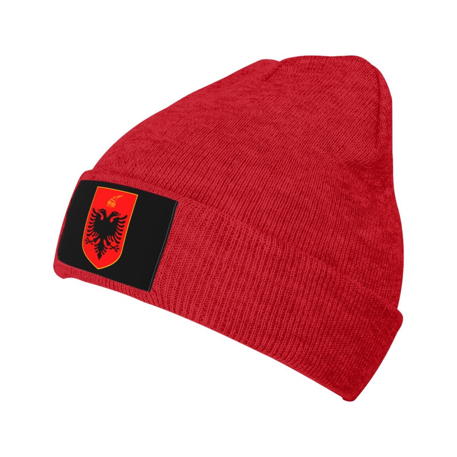 coat of arms of albania knit beanie hat albania emblem knitted cap for albanian winter outdoor men women