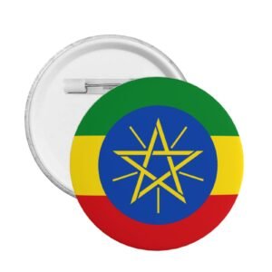 5 szt. Okrągła odznaka Etiopii ze stojakiem i przypinką Etiopii, wspierająca flagę etiopską