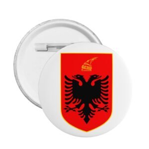 5 insignias redondas con el escudo de armas de Albania, emblema de Albania, decoraciones albanesas.