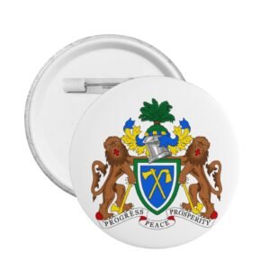 5 stuks ronde badges met het wapen van Gambia, ondersteuning voor het Gambiaanse embleem, speldje, Gambiaanse decoratie