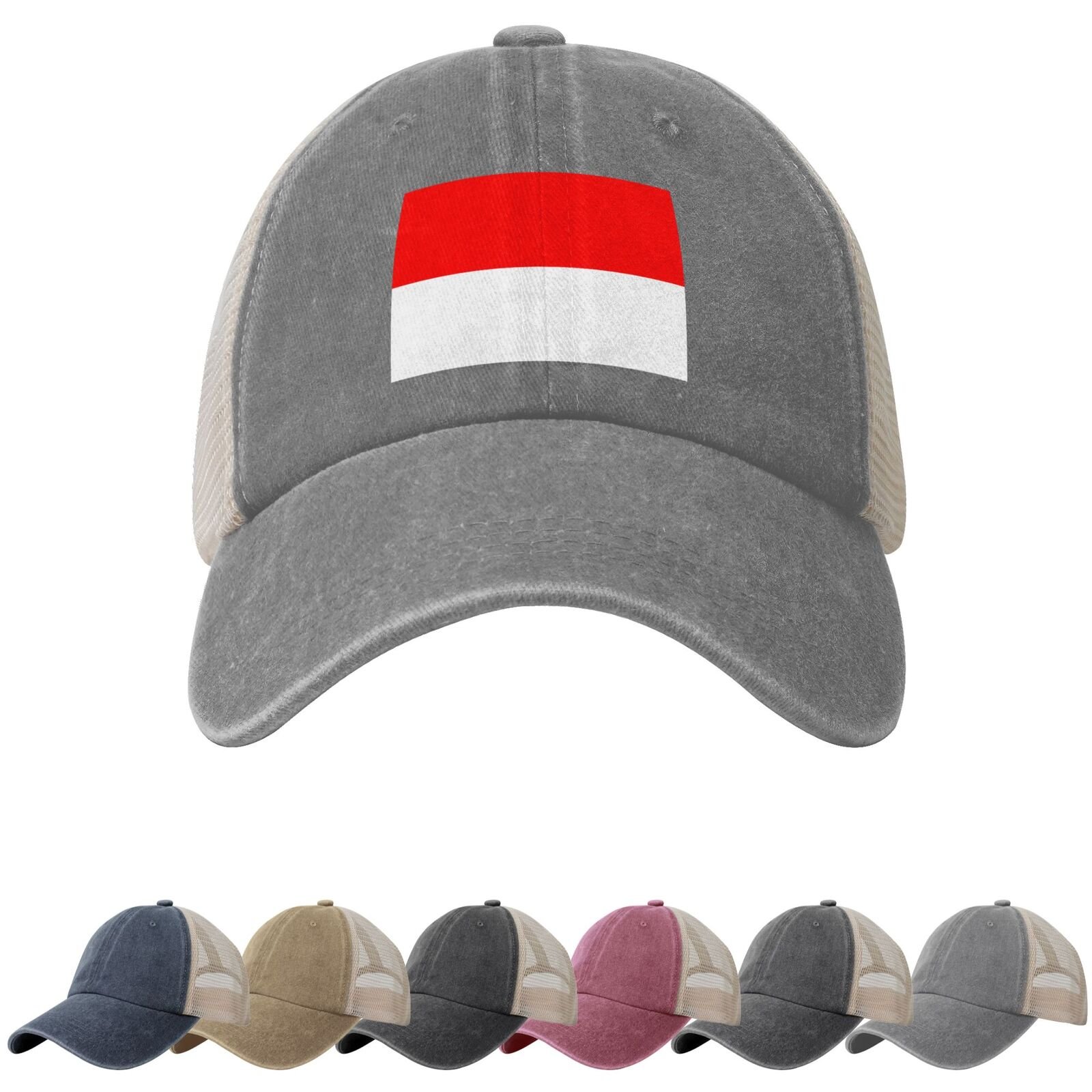Zonnehoeden met de Indonesische vlag voor mannen en vrouwen, cowboypet met mesh-onderkant, Indonesische truckerpet - Image 6