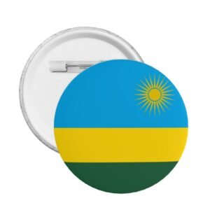 5 stuks ronde badges van Rwanda met standaard en speld, ter decoratie met de vlag van Rwanda