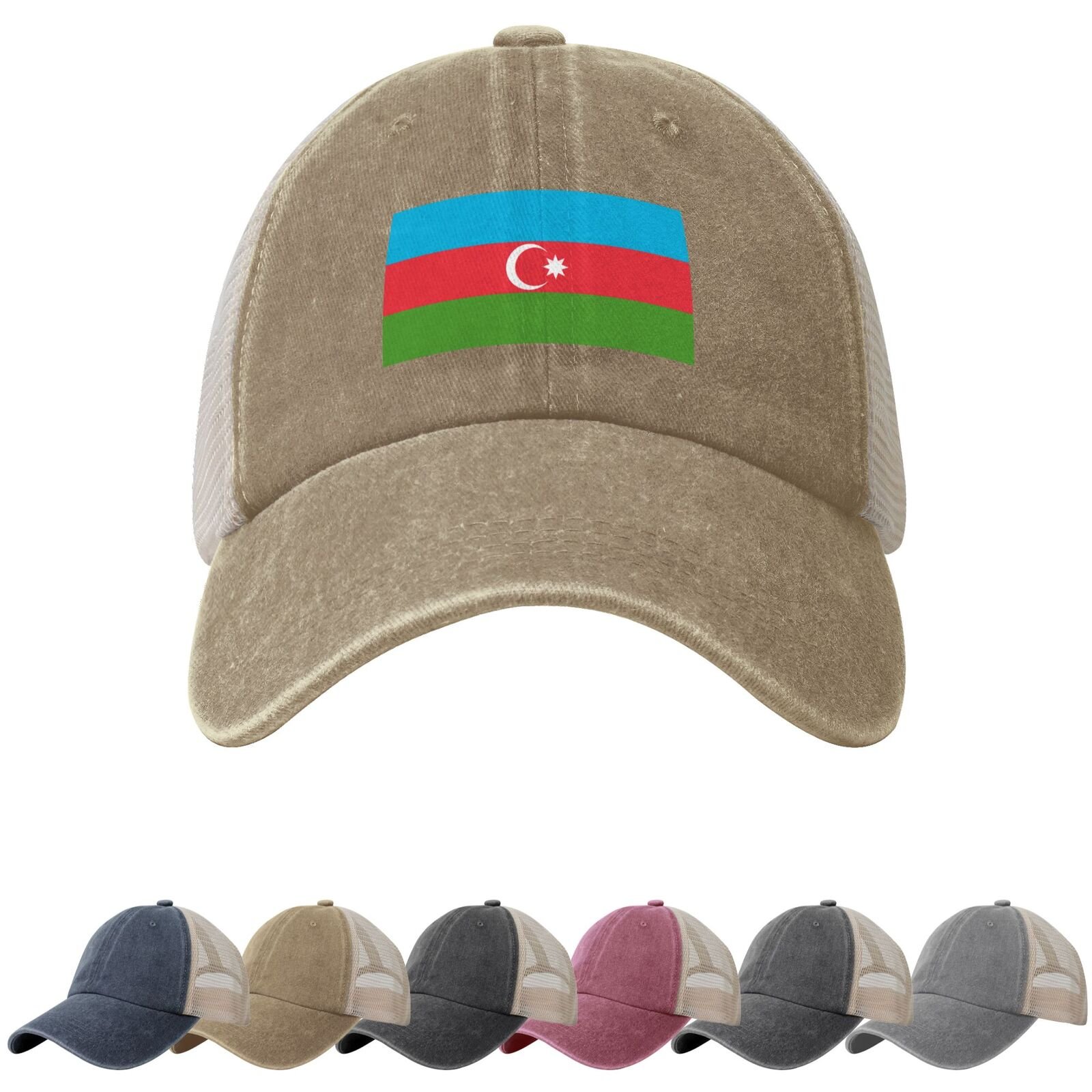 Azerbaijan Flag Sun Hats for Men Women Flag of Azerbaijan Cowboy Mesh Baseball Cap Azerbaijani Trucker Hat - Image 5