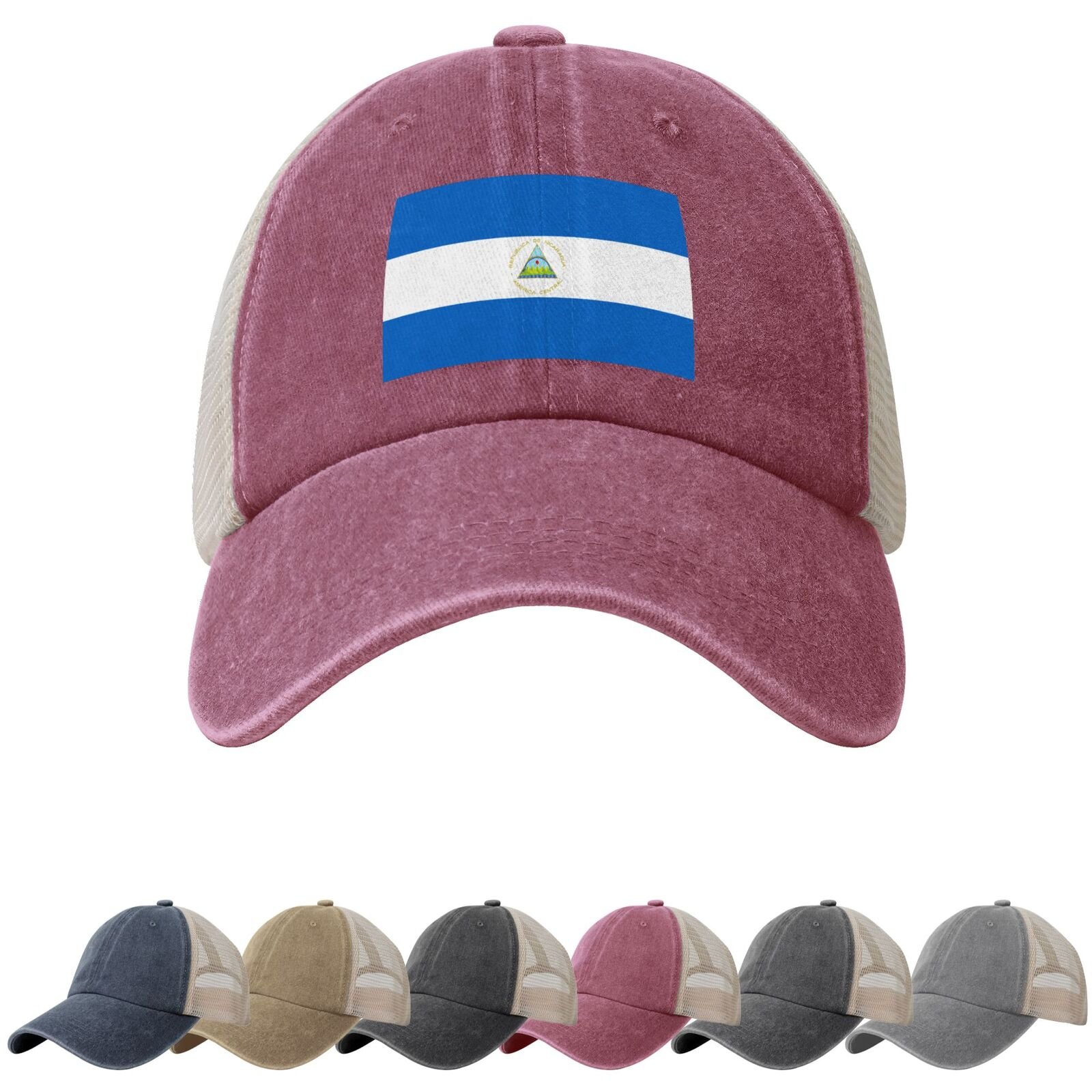 Nicaragua Flag Sun Hats for Men Women Flag of Nicaragua Cowboy Mesh Baseball Cap Nicaraguan Trucker Hat - Image 3
