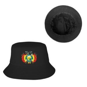Bolivia Bucket Hat for Men Women Coat of Arms of Bolivia Outdoor Summer Fishing Hat Black