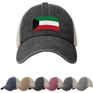 Kuwait Flag Sun Hats for Men Women Flag of Kuwait Cowboy Mesh Baseball Cap Kuwaiti Trucker Hat