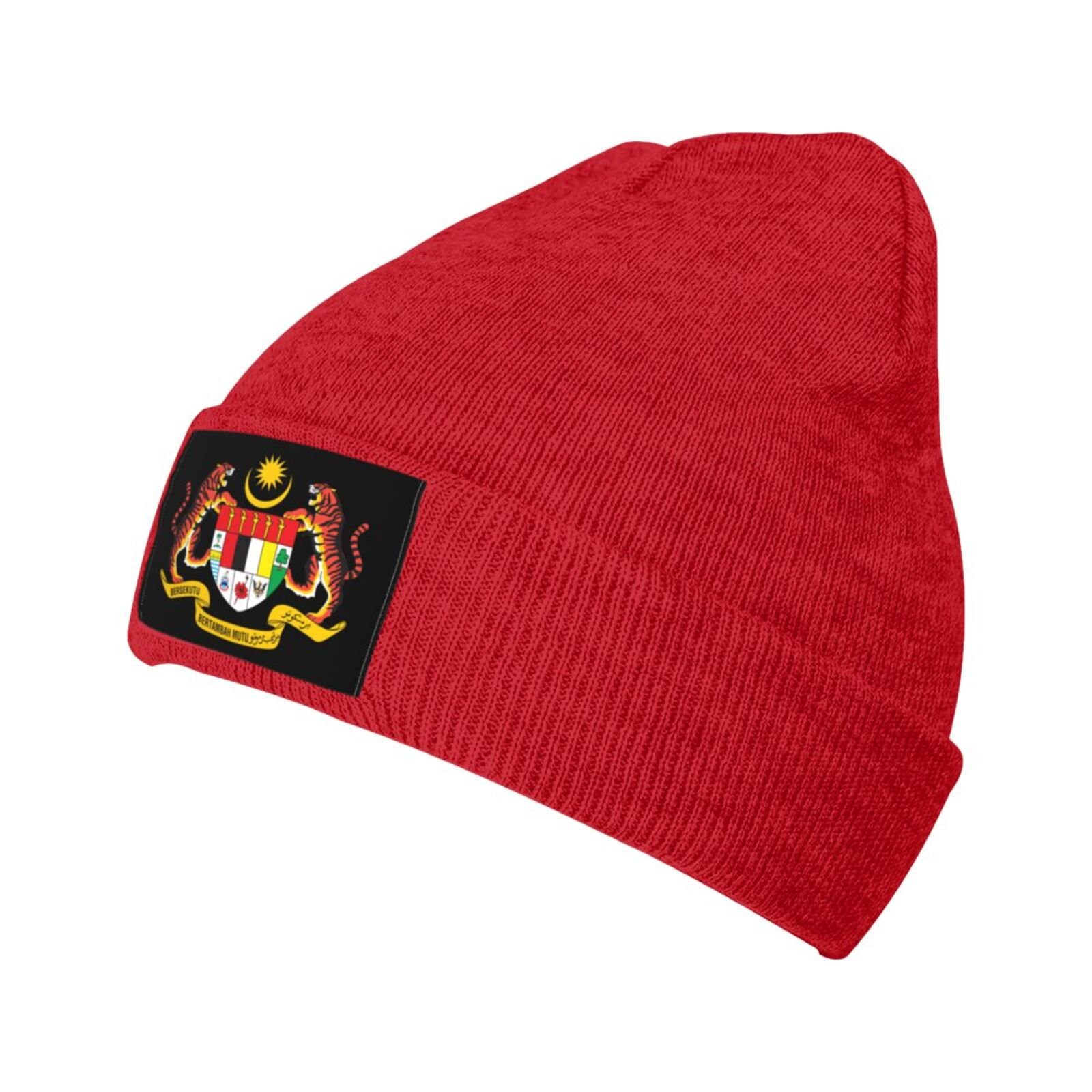coat of arms of malaysia knit beanie hat malaysia emblem knitted cap for malaysian winter outdoor men women