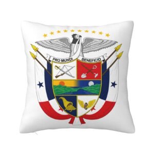 Square Throw Pillow Covers for Coat of Arms of Panama National Emblem Pillowcase for Panamanian Couch Sofa Bedroom