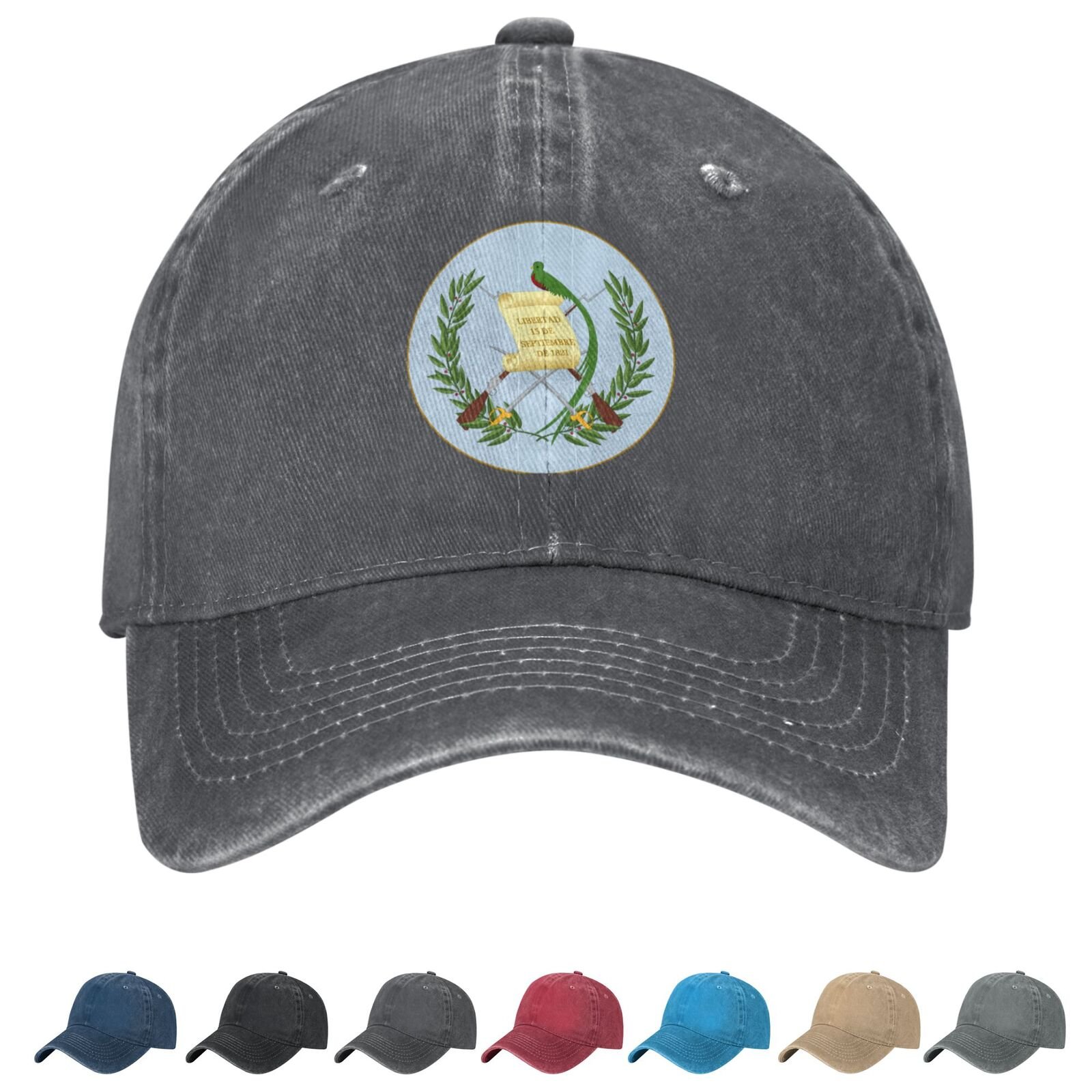 Coat of arms of Guatemala Denim Baseball Cap Guatemalan Casual Unisex Vintage Adjustable Flag Trucker Hat Black - Image 2