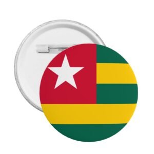 5 stuks ronde badges van Togo met standaard en speld, Togolese decoratieve vlag