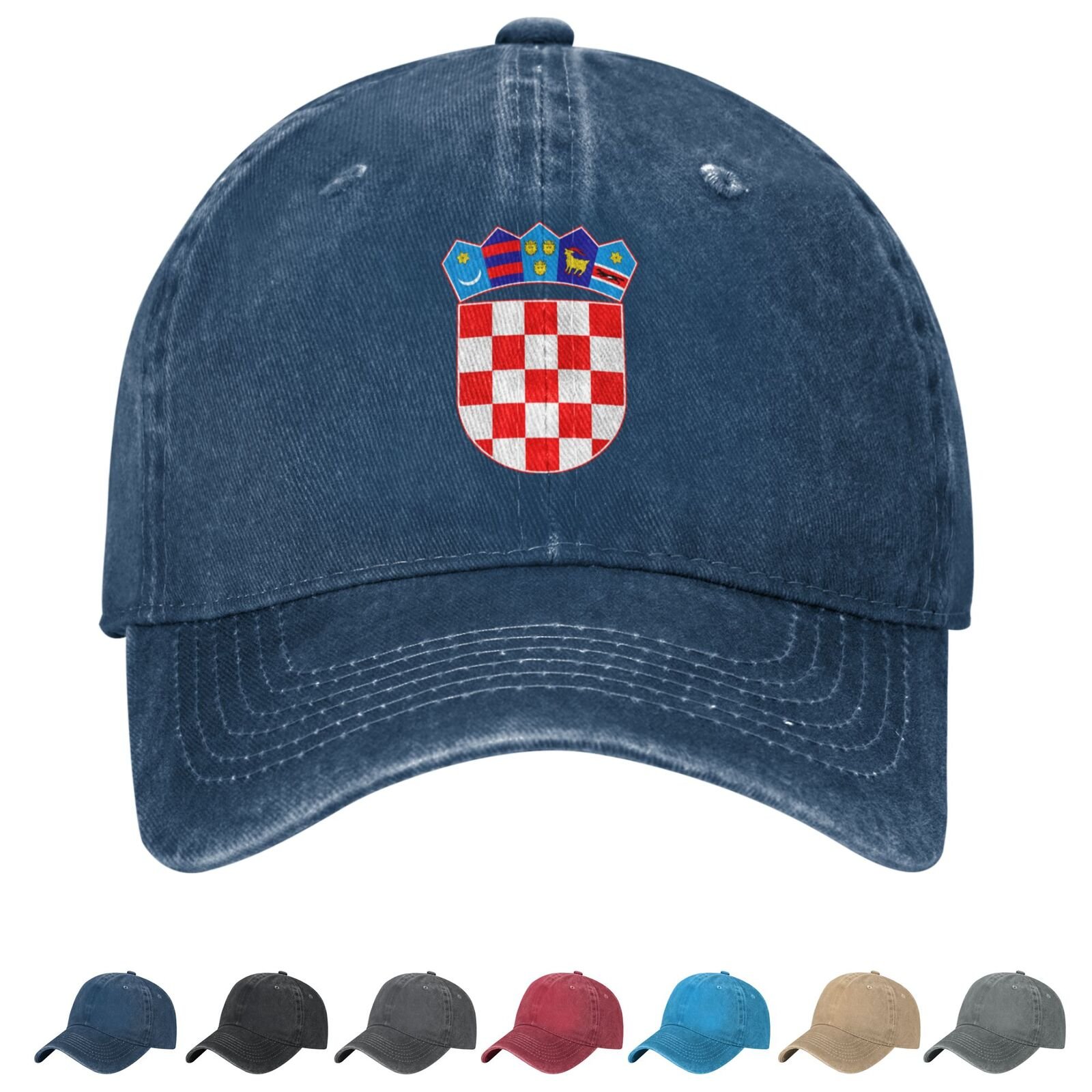 Coat of arms of (Croatia) Denim Baseball Cap Croatian Casual Unisex Vintage Adjustable Flag Trucker Hat Black - Image 6