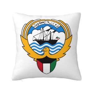 Square Throw Pillow Covers for Coat of Arms of Kuwait National Emblem Pillowcase for Kuwaiti Couch Sofa Bedroom