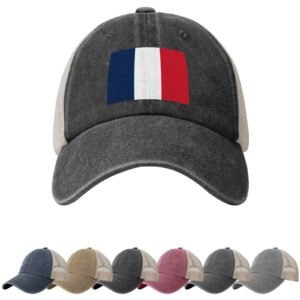 France Flag Sun Hats for Men Women Flag of France Cowboy Mesh Baseball Cap French Trucker Hat