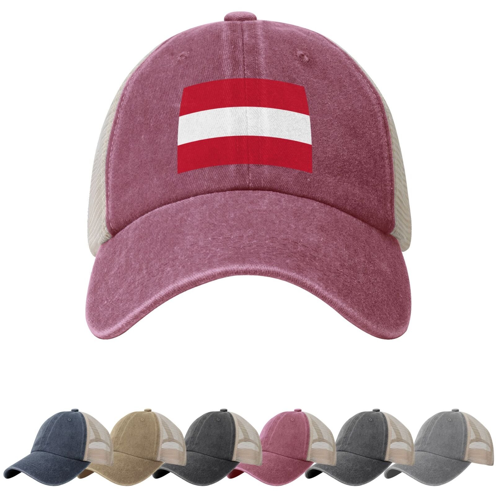 Austria Flag Sun Hats for Men Women Flag of Austria Cowboy Mesh Baseball Cap Austrian Trucker Hat - Image 3