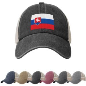 Slovakia Flag Sun Hats for Men Women Flag of Slovakia Cowboy Mesh Baseball Cap Slovakian Trucker Hat
