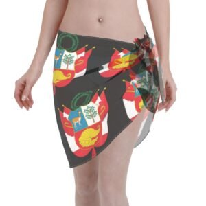 Women Short Sarongs Beach Wrap Peru Emblem for Peruvian Swimsuit Short Skirt Chiffon Scarf