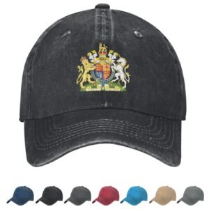 Coat of arms of United Kingdom Denim Baseball Cap British Casual Unisex Vintage Adjustable Flag Trucker Hat Black