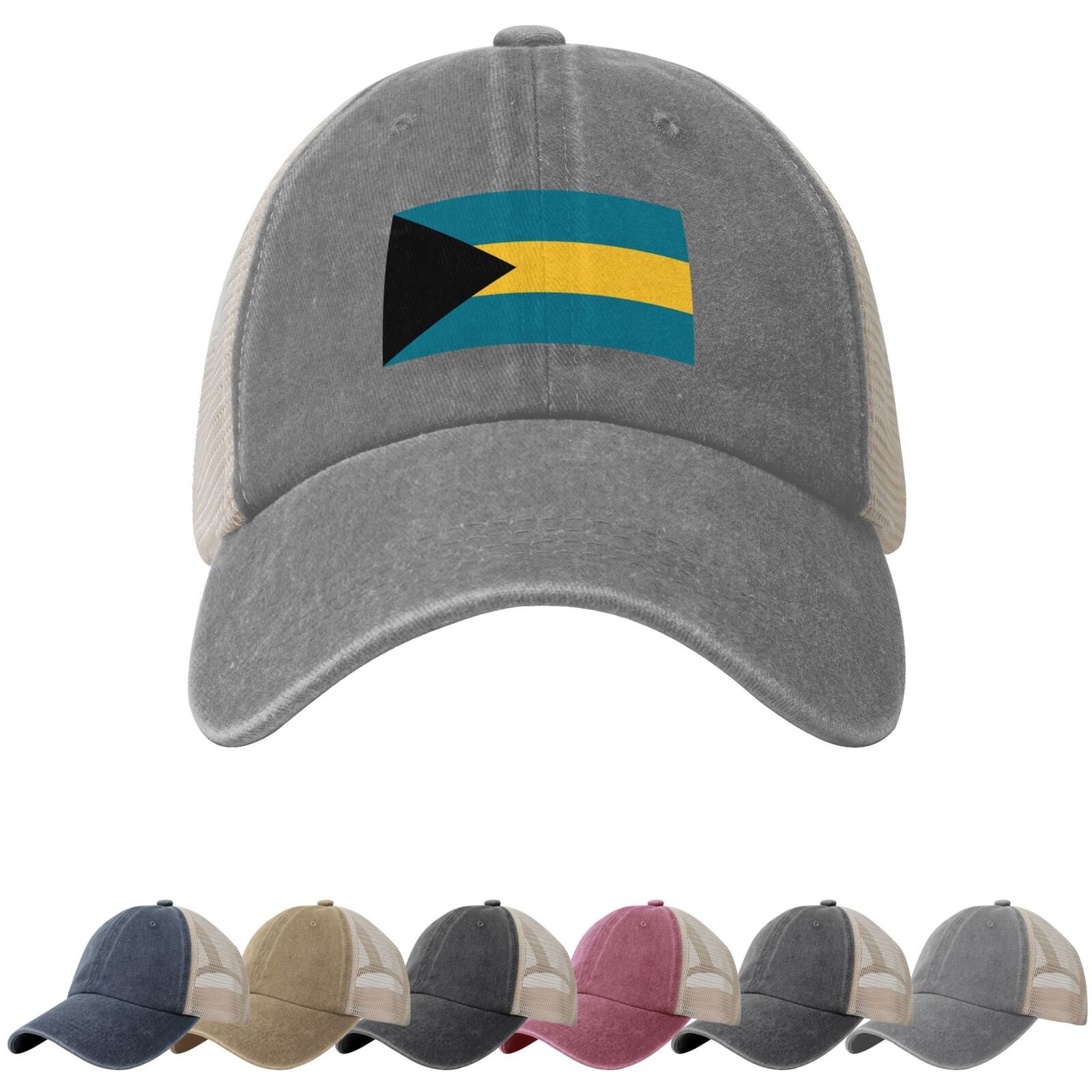 Bahamas Flag Sun Hats for Men Women Flag of Bahamas Cowboy Mesh Baseball Cap Bahamian Trucker Hat - Image 6