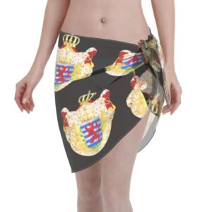 Women Short Sarongs Beach Wrap Luxembourg Emblem for Luxembourgian Swimsuit Short Skirt Chiffon Scarf