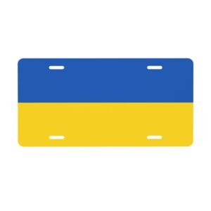 Ukraine Flag License Plate Ukrainians Decorative Car Plate Front Back Cover Metal Aluminum 6x12 Inch 4 Holes