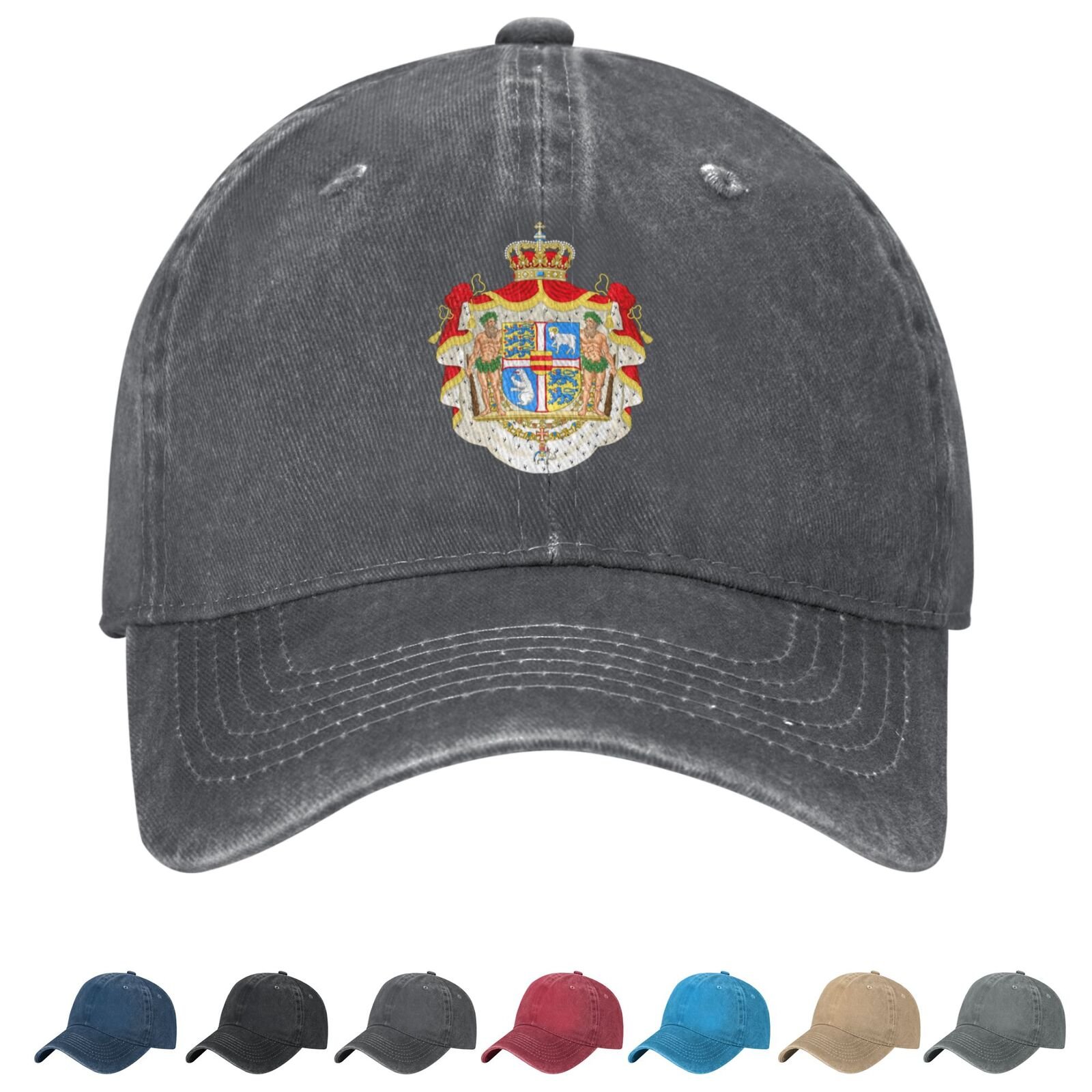 Coat of arms of Denmark Denim Baseball Cap Danish Casual Unisex Vintage Adjustable Flag Trucker Hat Black - Image 2