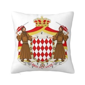 Square Throw Pillow Covers for Coat of Arms of (Monaco) National Emblem Pillowcase for Monegasque Couch Sofa Bedroom