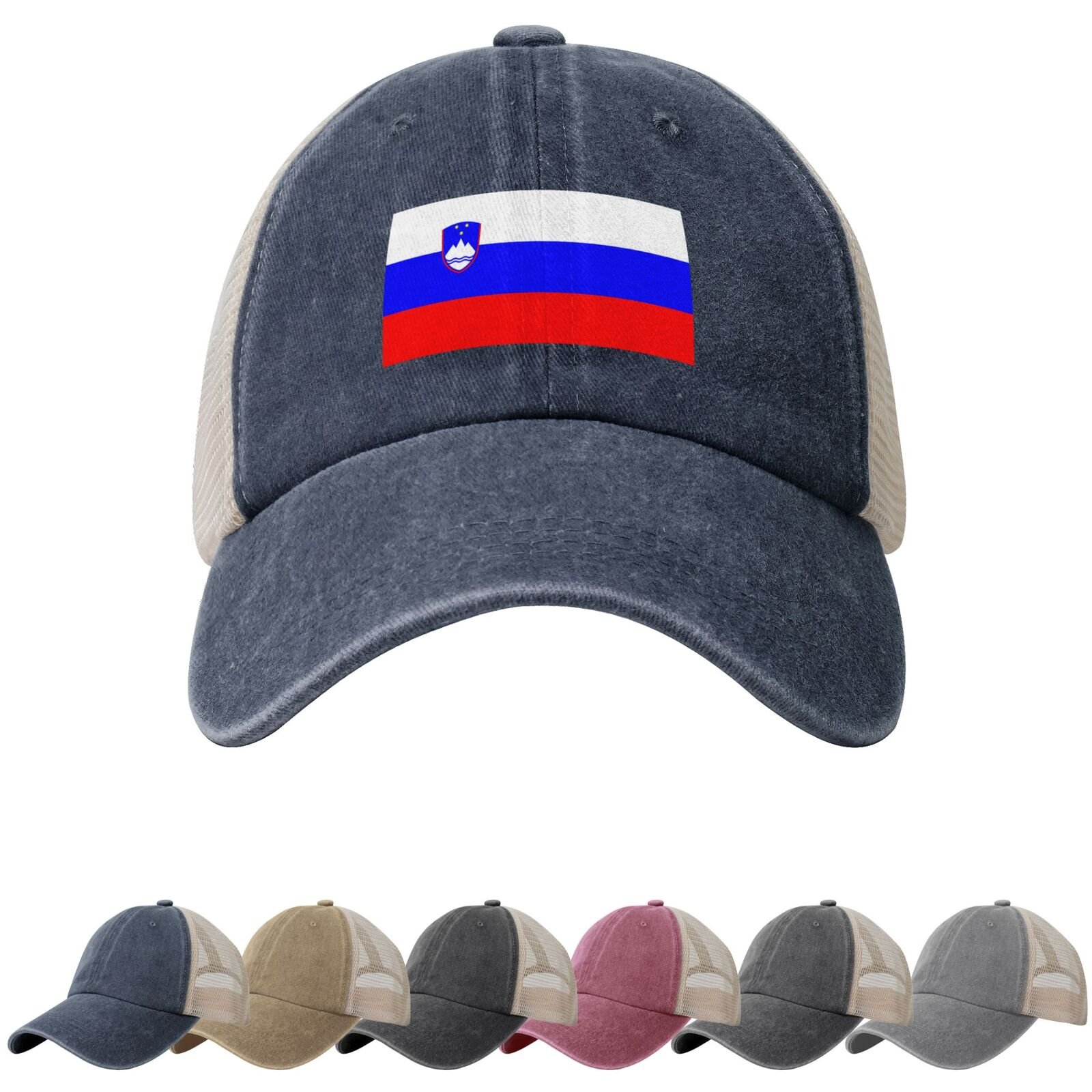 Slovenia Flag Sun Hats for Men Women Flag of Slovenia Cowboy Mesh Baseball Cap Slovenian Trucker Hat - Image 4