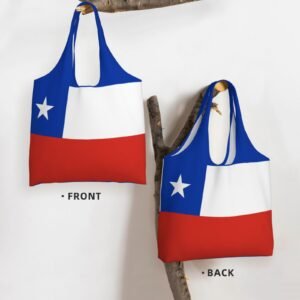 Chile Canvas Tote Bags For Women Men Reusable Shopping Grocery Chilean National Flag Bag